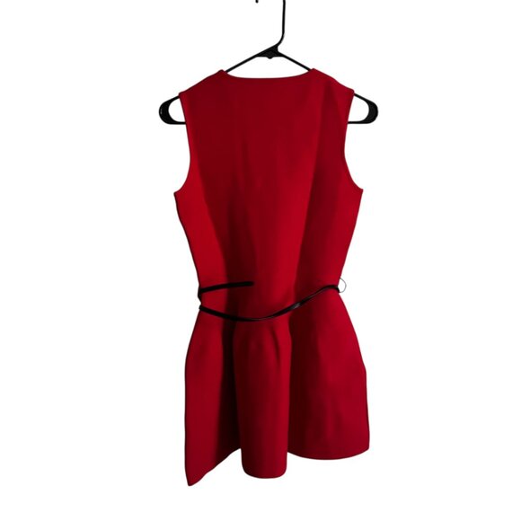 Zara Red Belted Knit Mini Dress – Sleeveless Crew Neck, Size Small NWT Holiday - Picture 8 of 11